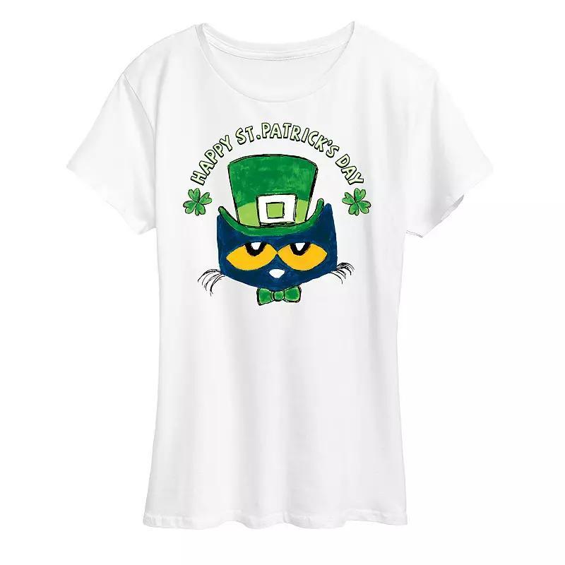 Womens Pete The Cat St. Patricks Day Pete Face Graphic Tee Product Image