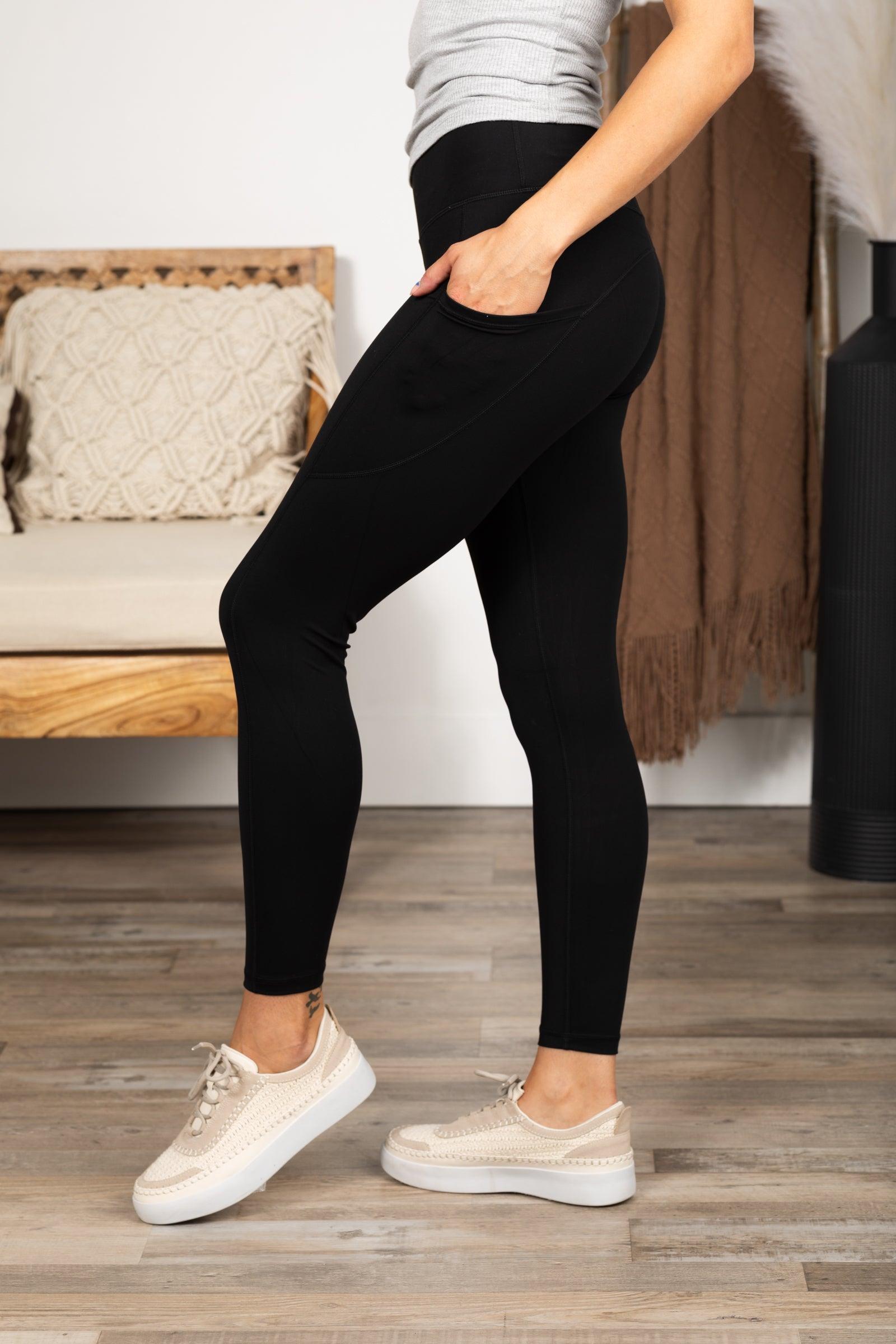 Black Buttery Soft Leggings With Pockets Product Image