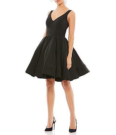 Ieena for Mac Duggal V-Neck Sleeveless A-Line Cocktail Dress Product Image