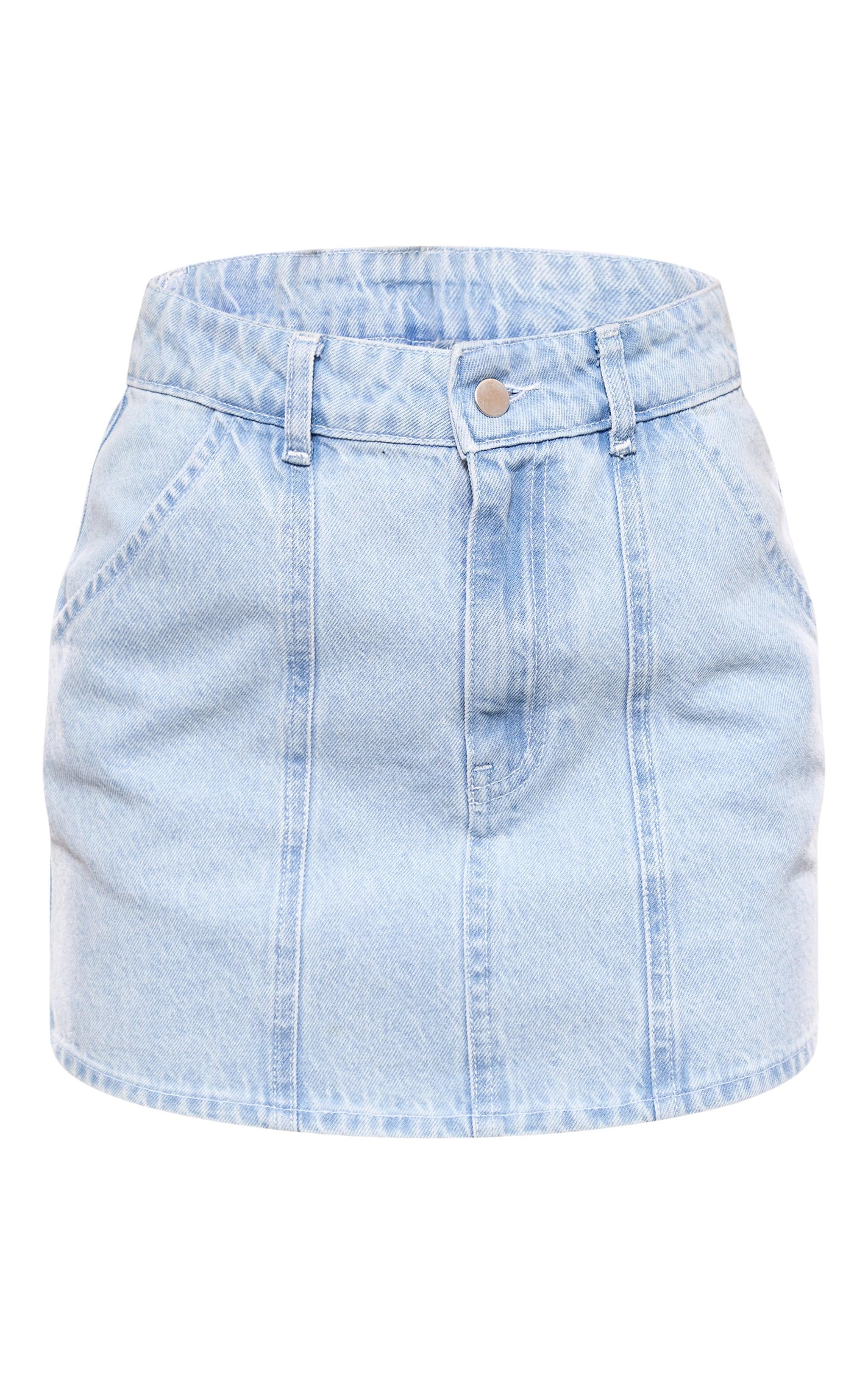 Light Blue Carpenter Pocket Detail Denim Mini Skirt Product Image