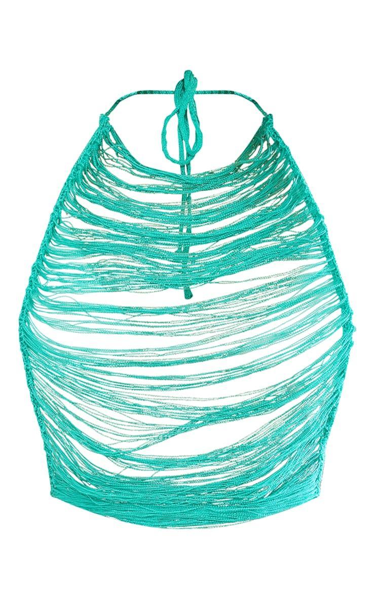 Turquoise Laddering Knit Cover Up Top Product Image