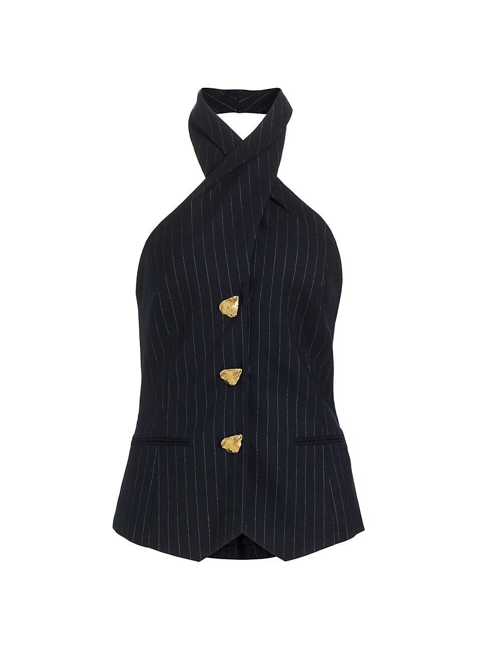 Womens Pinstriped Wool Halter Top Product Image