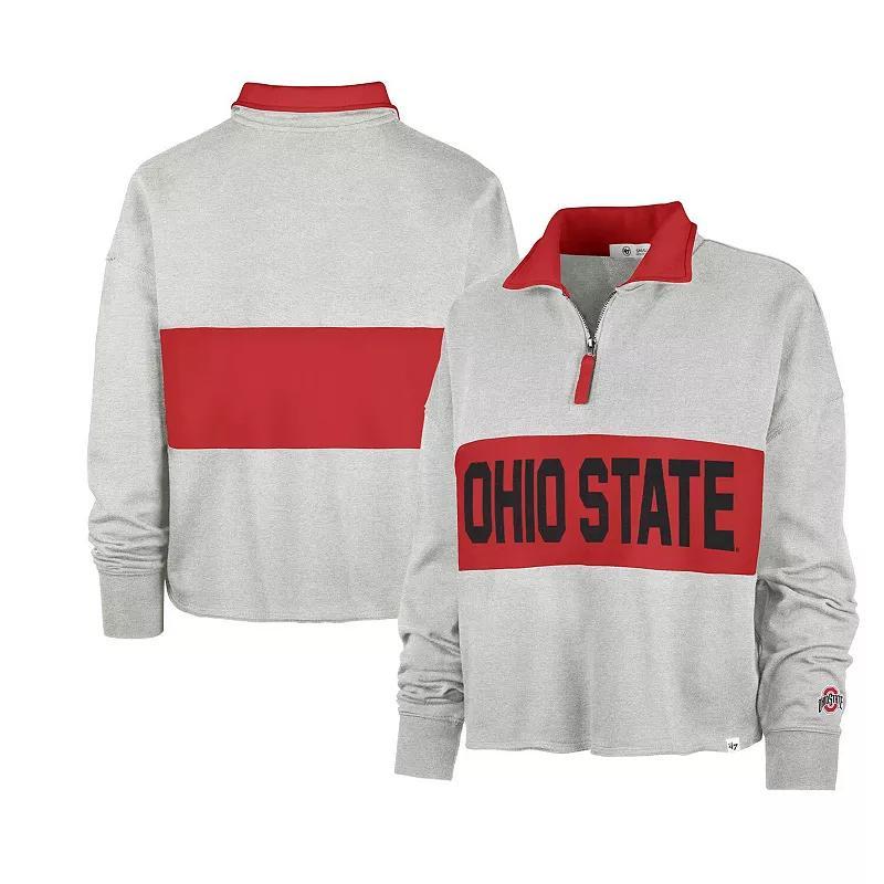 Womens 47 Gray Ohio State Buckeyes Next Level Remi Cropped Quarter-Zip Sweatshirt Product Image