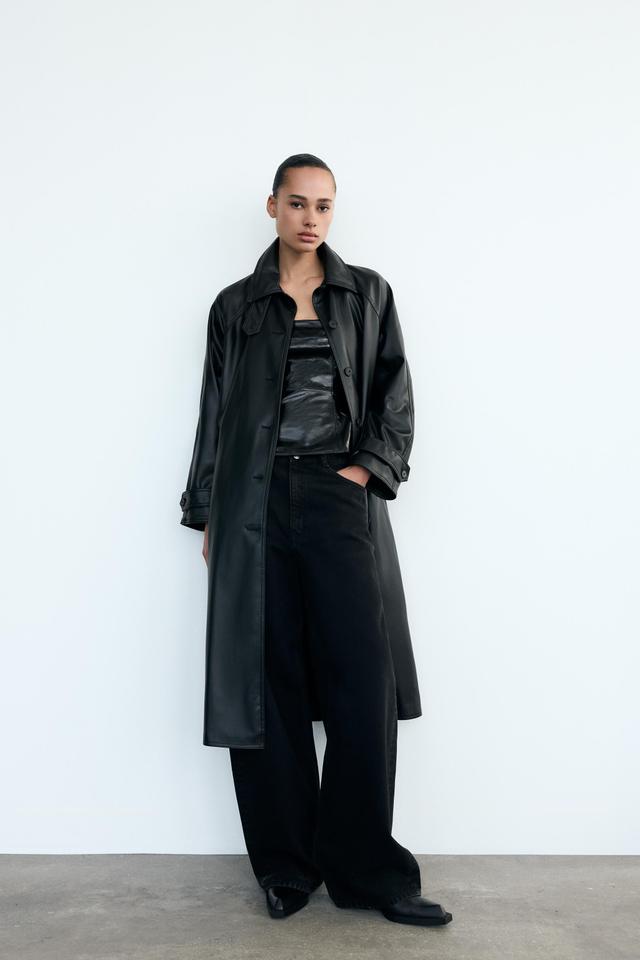 FAUX LEATHER TRENCH COAT Product Image