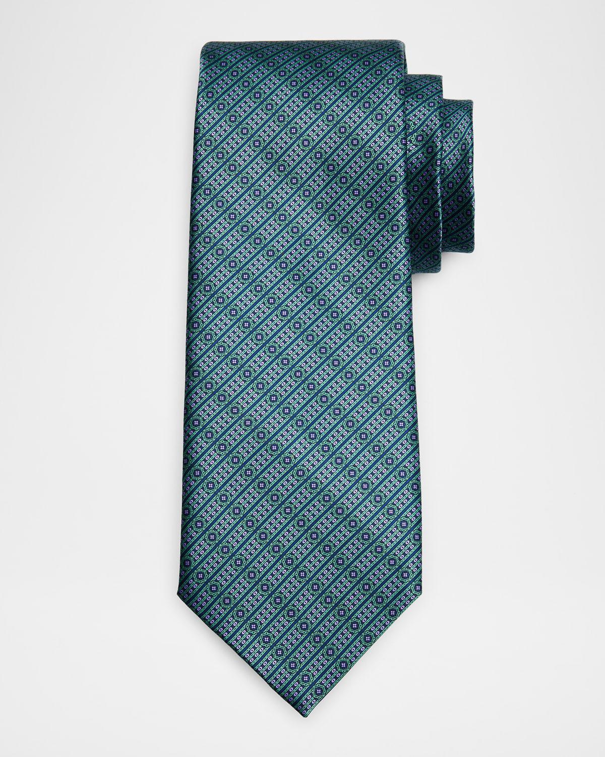 Men's Medallion Stripe Silk Tie Product Image