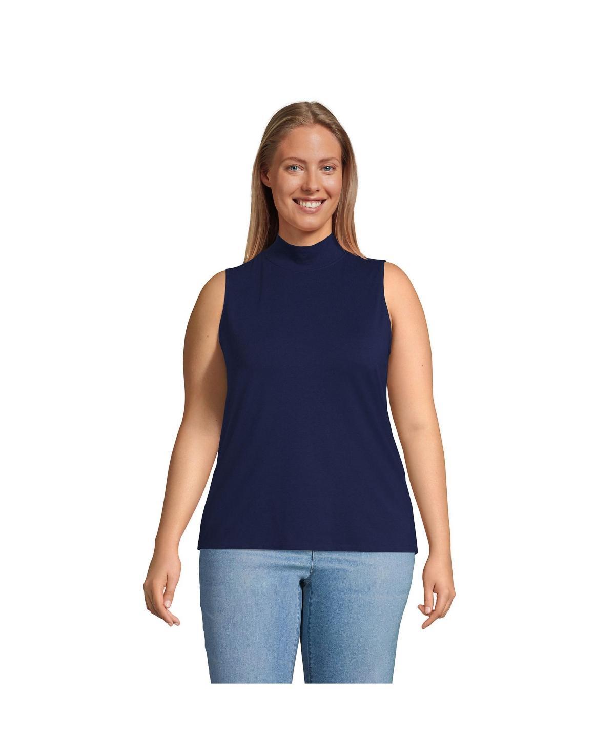 Plus Size Lands End Sleeveless Mock Neck Tank Top, Womens Product Image