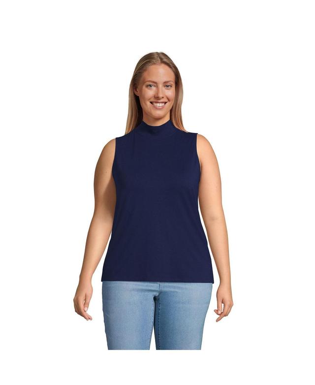 Plus Size Lands End Sleeveless Mock Neck Tank, Womens Black Product Image