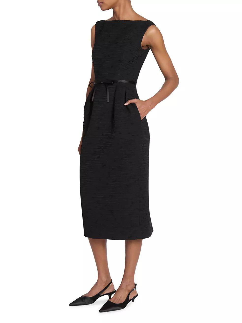 Tweed Bow Sleeveless Midi-Dress Product Image