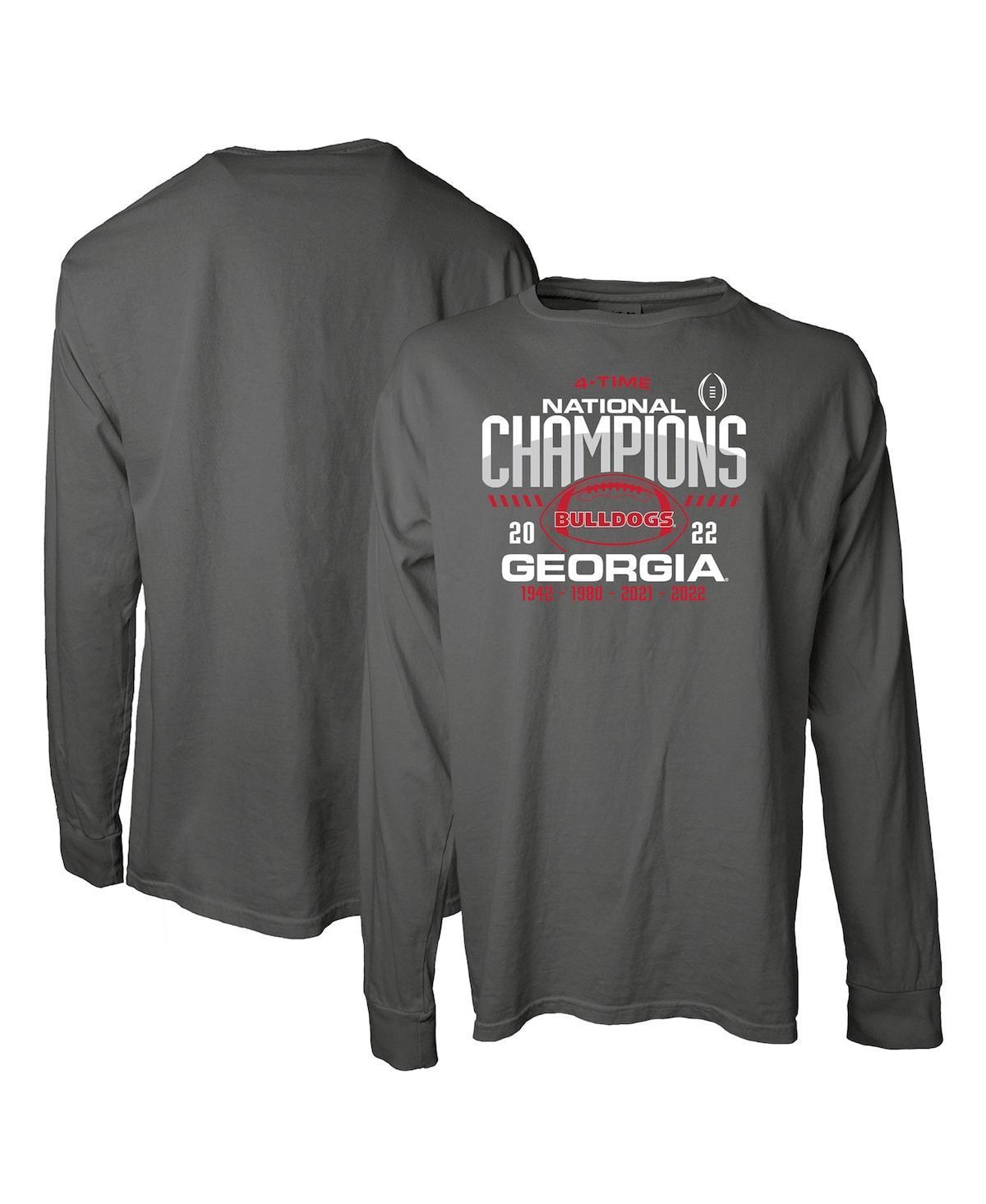 Womens Blue 84 Gray Georgia Bulldogs Four-Time College Football National Champions Overdye Long Sleeve T-shirt Product Image