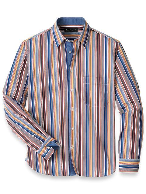 Cotton Stripe Print Casual Shirt - Multi Product Image