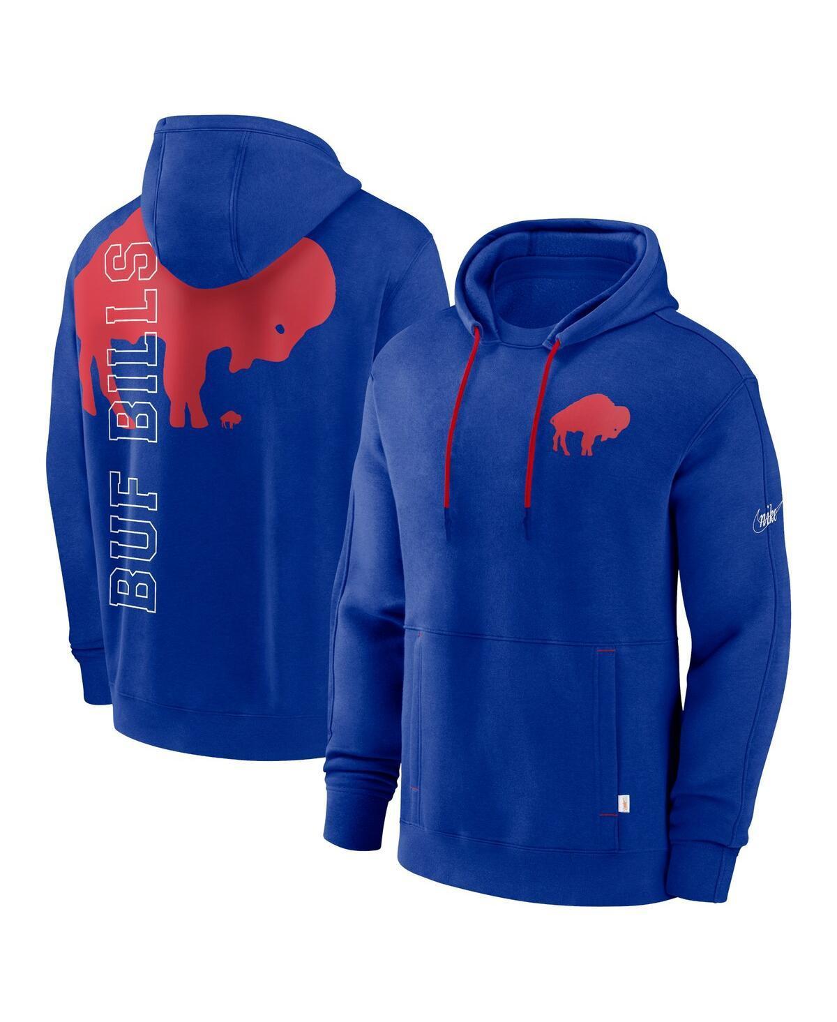 Mens Nike Royal Buffalo Bills Throwback Layered Logo Statement Pullover Hoodie Product Image