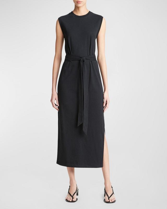 Sleeveless Cotton Wrap Dress Product Image