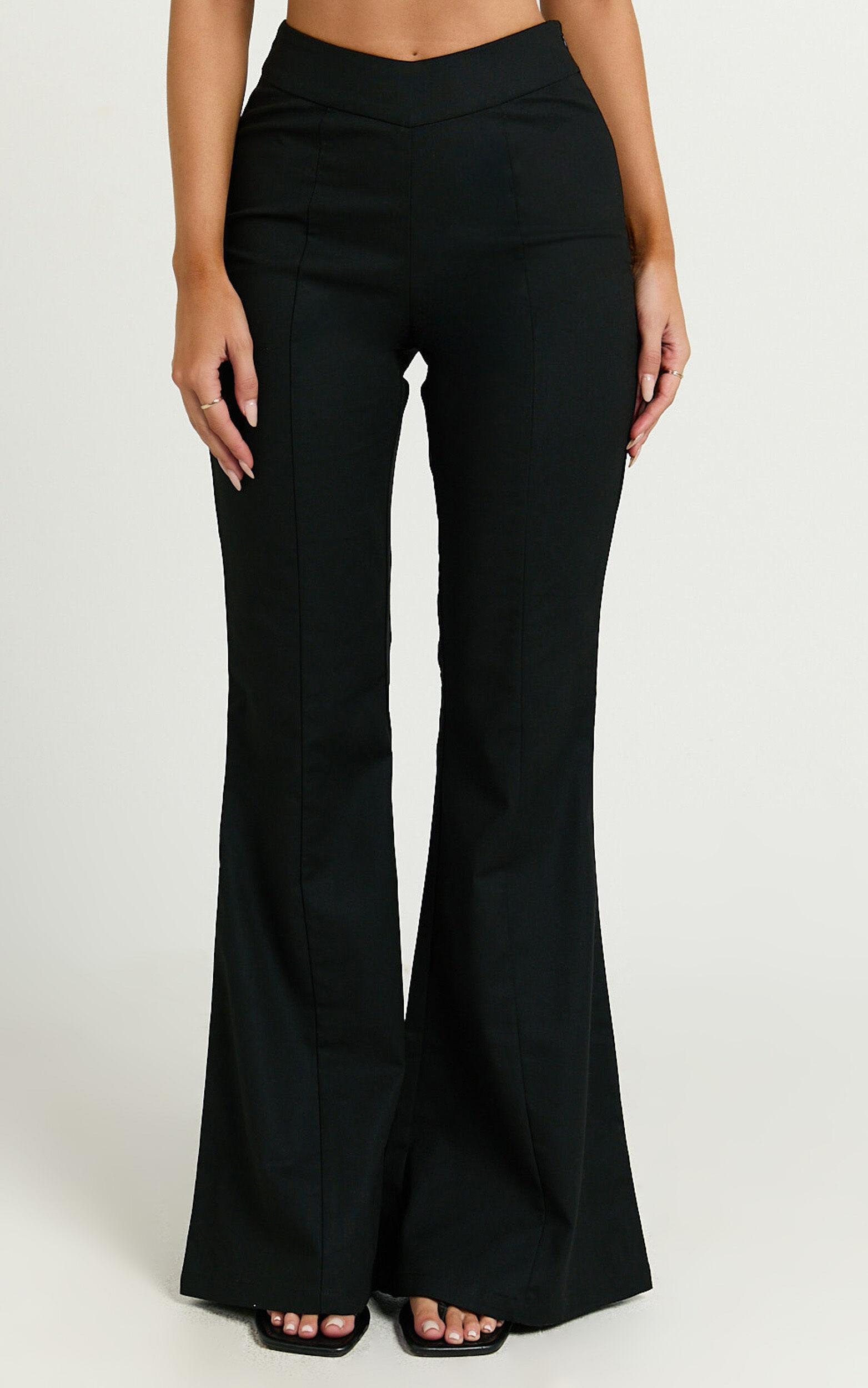 Jamir Pants - Linen Look High Waisted Fit and Flare Pants in Black Product Image