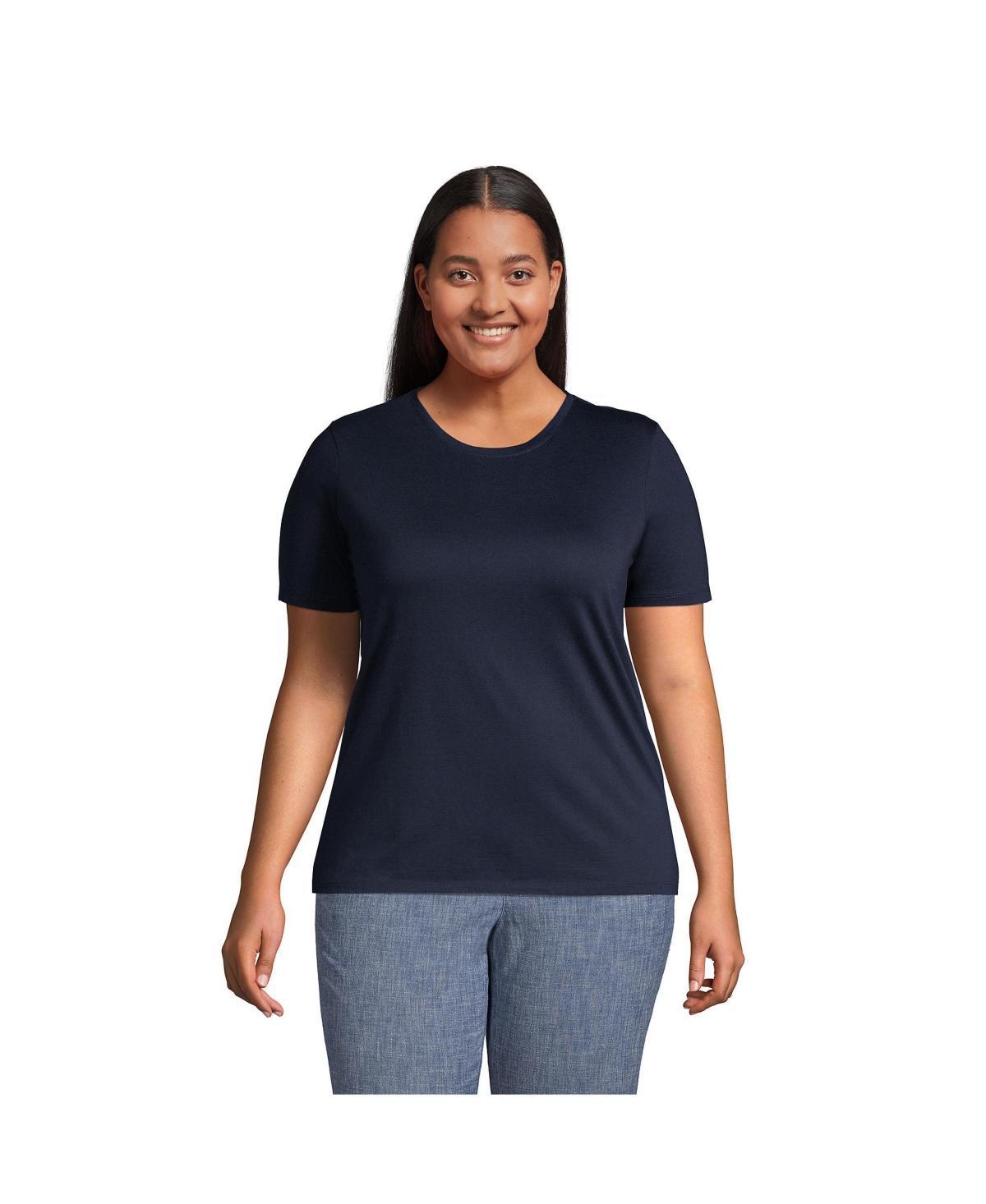 Plus Size Lands End Relaxed Supima Cotton Crewneck Tee, Womens Brt Blue Product Image