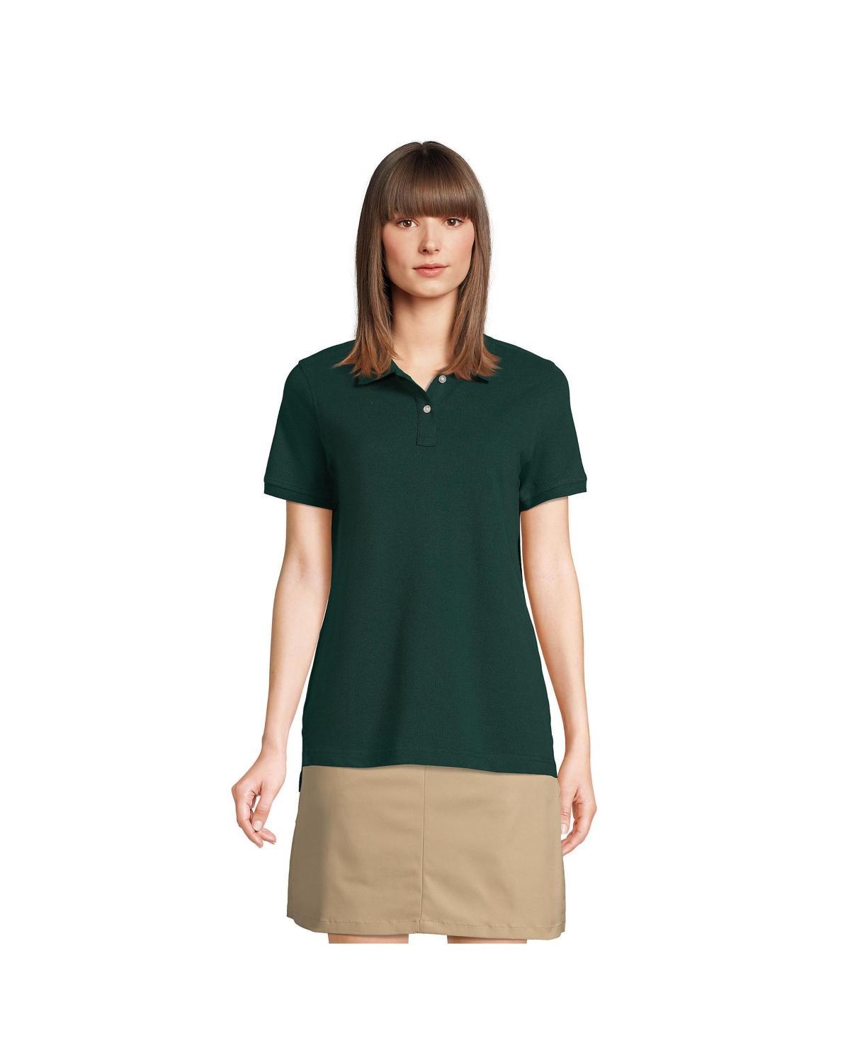 Womens Lands End School Uniform Short Sleeve Mesh Polo Shirt Blue Product Image