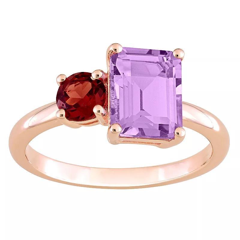 Stella Grace 18k Rose Gold Over Silver Amethyst & Garnet Cocktail Ring, Womens Pink Tone Product Image