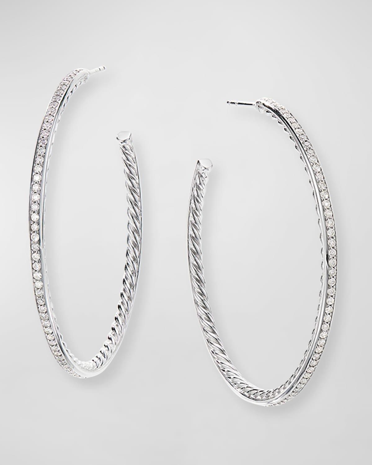 Womens Large Hoop Earrings with Pav Diamonds Product Image