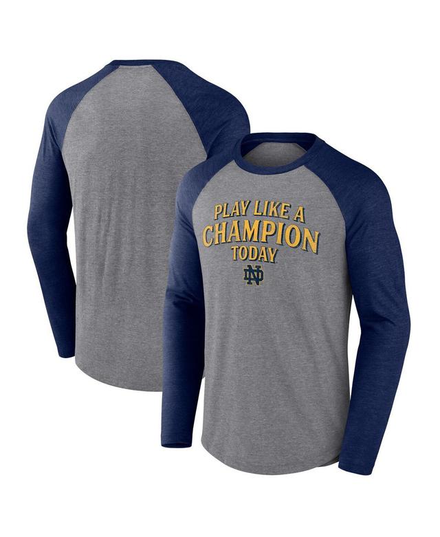 Mens Fanatics Heather Gray Notre Dame Fighting Irish Play Like A Champion Today Tri-Blend Raglan Long Sleeve T-shirt Product Image