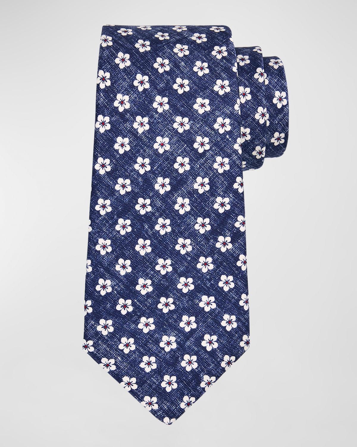 Mens Silk Flower-Print Tie Product Image