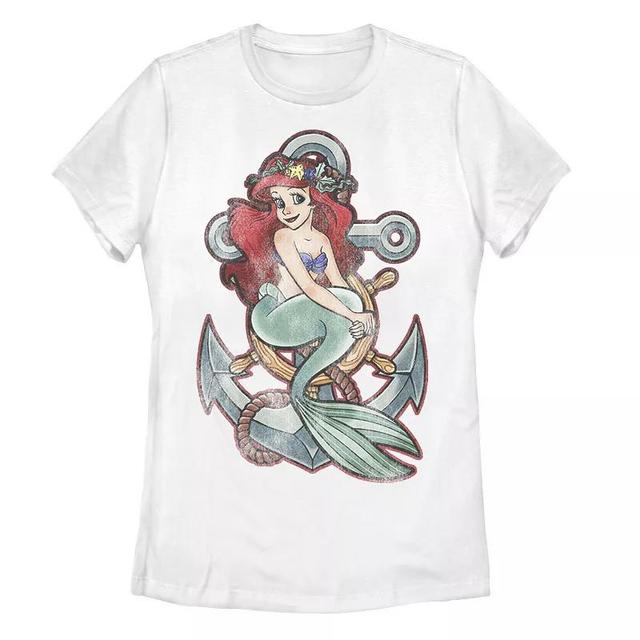 Disneys The Little Mermaid Juniors Ariel Anchor Portrait Graphic Tee, Womens Product Image