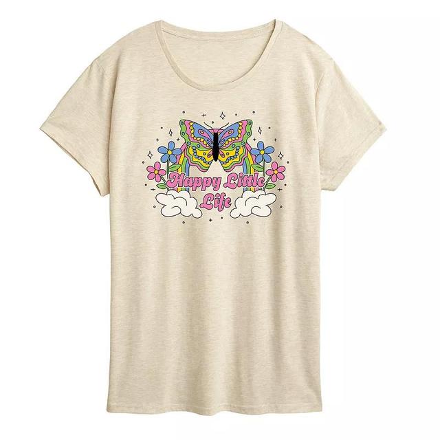 Womens Happy Little Life Graphic Tee Grey Green Product Image