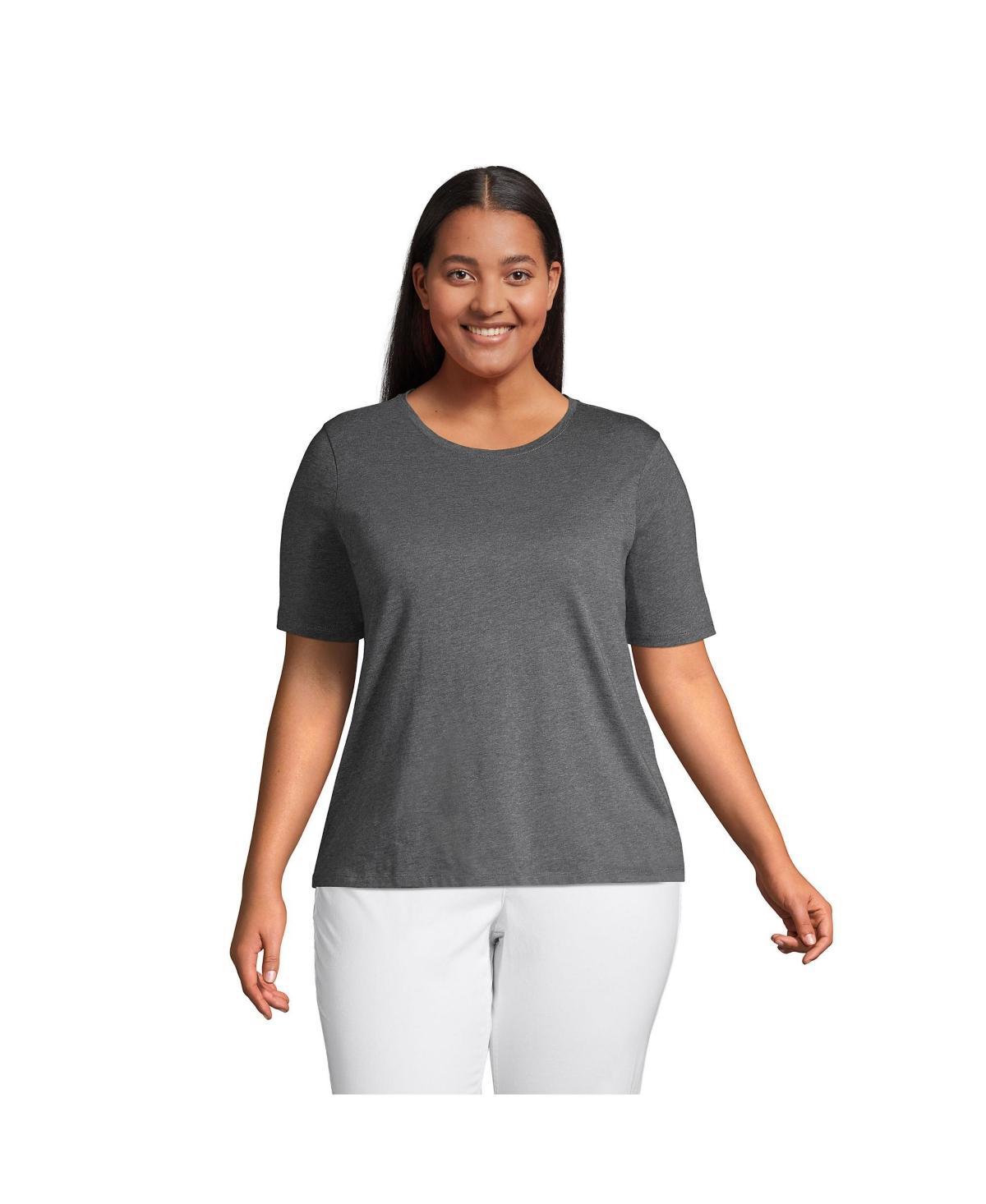 Plus Size Lands End Relaxed Supima Cotton Crewneck Tee, Womens Brt Blue Product Image