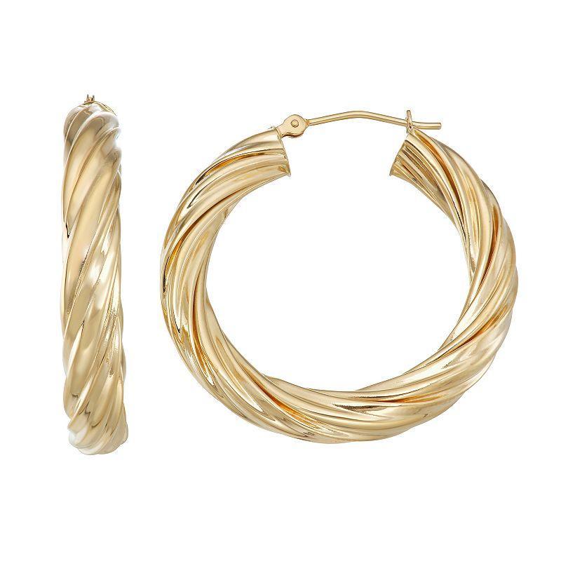 Forever 14K Twisted Hoop Earrings, Womens, Gold Product Image