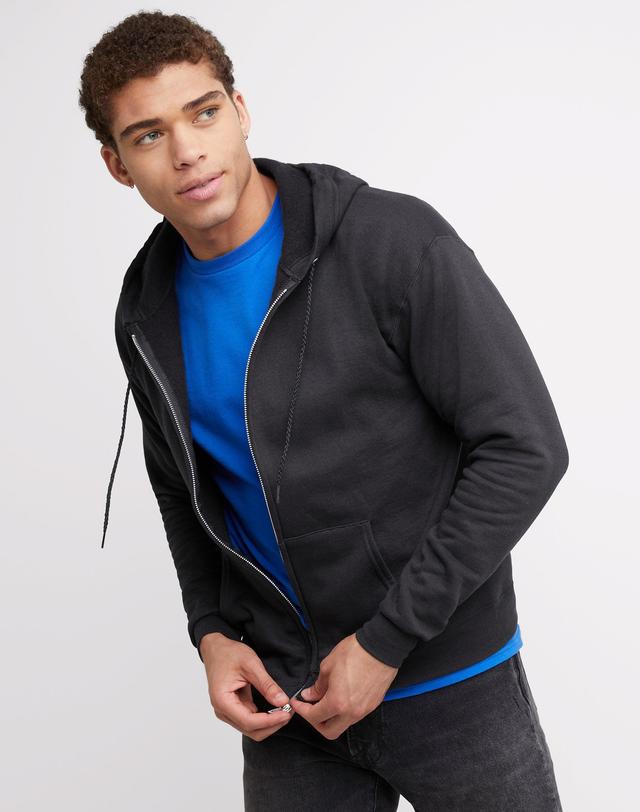 Mens Hanes EcoSmart Fleece Full-Zip Hooded Jacket Dark Blue Product Image