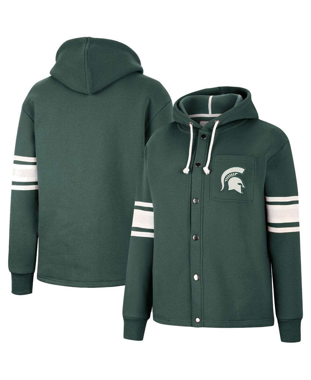 Womens Colosseum Michigan State Spartans Mia Striped Full-Snap Hoodie Jacket Product Image