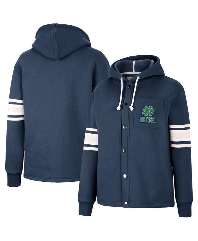 Womens Colosseum Navy Notre Dame Fighting Irish Mia Striped Full-Snap Hoodie Jacket Product Image