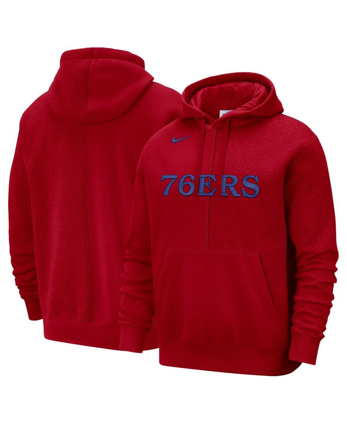 Mens Nike Red Philadelphia 76ers Courtside Versus Stitch Split Pullover Hoodie Product Image