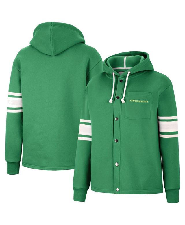 Womens Colosseum Green Oregon Ducks Mia Striped Full-Snap Hoodie Jacket Product Image