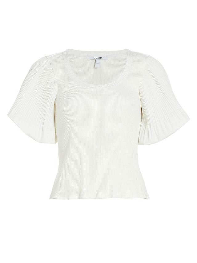 Womens Ribbed Puff-Sleeve Top Product Image