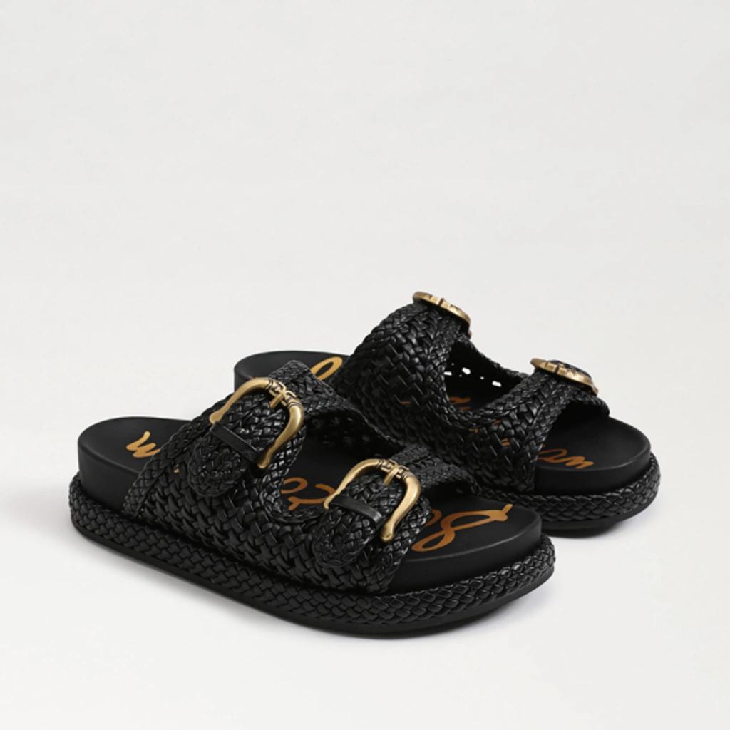 SAM EDELMAN Reid Buckle Platform Sandal Black Woven Product Image