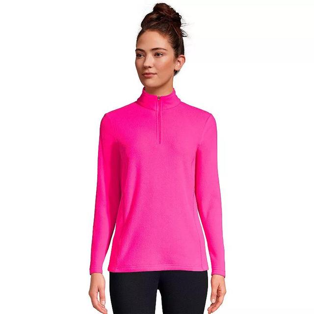 Womens Lands End Quarter-Zip Fleece Pullover Pink Pink Product Image