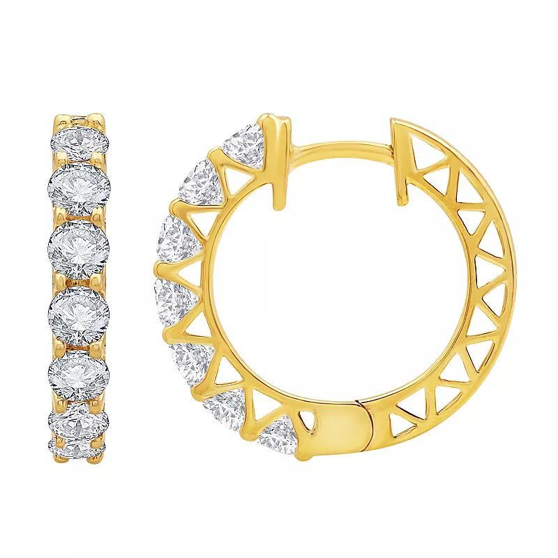 Diamond Medley 14k Gold 1 Carat T.W. Lab-Grown Diamond Hoop Earrings, Womens Product Image