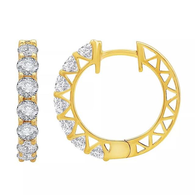 Diamond Medley 14k Gold 1 Carat T.W. Lab-Grown Diamond Hoop Earrings, Womens, Yellow Product Image