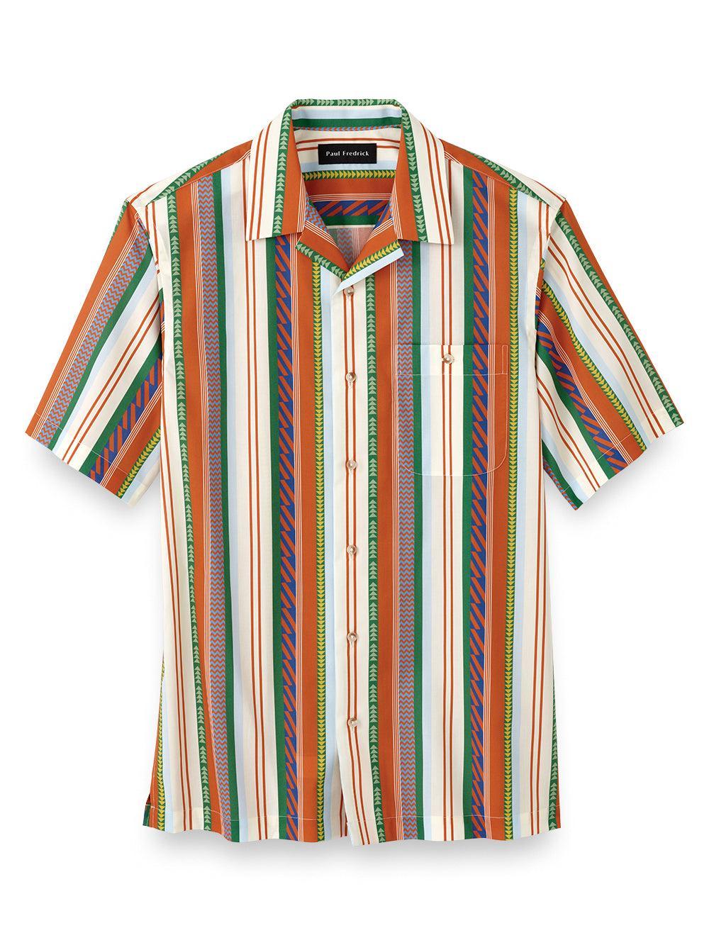 Slim Fit Cotton Stripe Print Casual Shirt Product Image