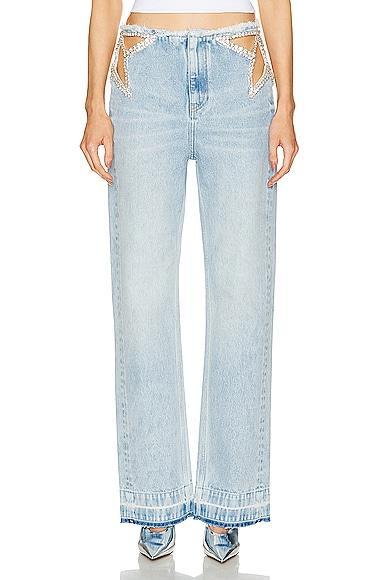 Stella McCartney Crystal Star Cutout Denim Jeans Product Image