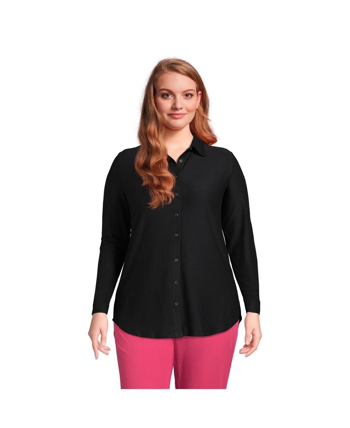 Plus Size Lands End Long Sleeve Soft Performance Roll Tab Tunic, Womens Product Image