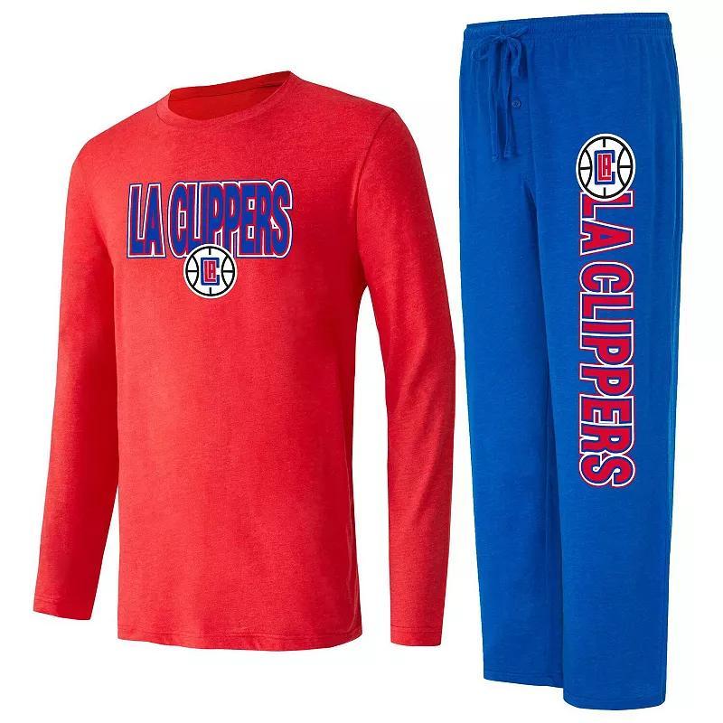 Mens Concepts Sport Royal/Red LA Clippers Meter Long Sleeve T-Shirt & Pants Sleep Set Product Image