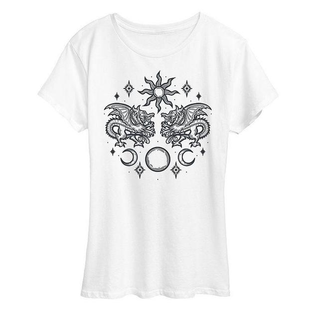 Womens Celestial Dragon Graphic Tee Grey Gray Product Image