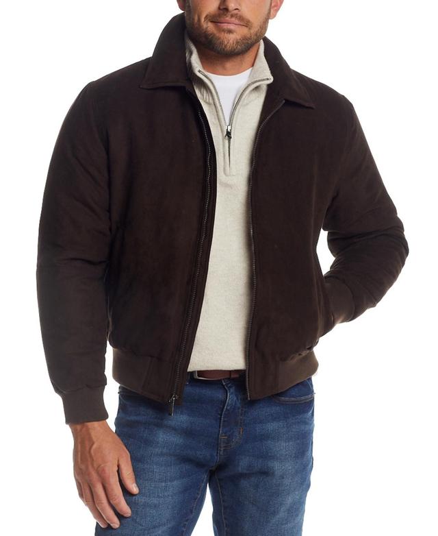 Weatherproof Mens Microsuede Bomber Jacket with Faux Fur Removable Collar Product Image