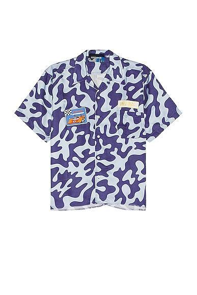 Lost Daze Kuro Collage Camp Shirt Blue. (also in M, S). Product Image