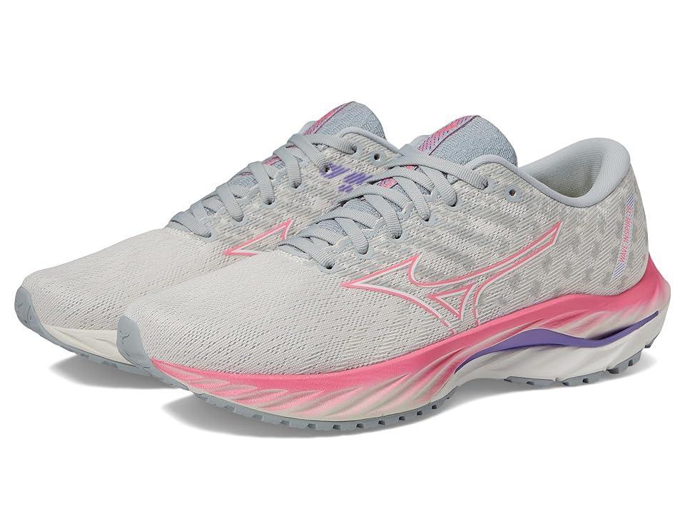 Mizuno Wave Inspire 19 (Snow White/High Vis Pink) Women's Shoes Product Image