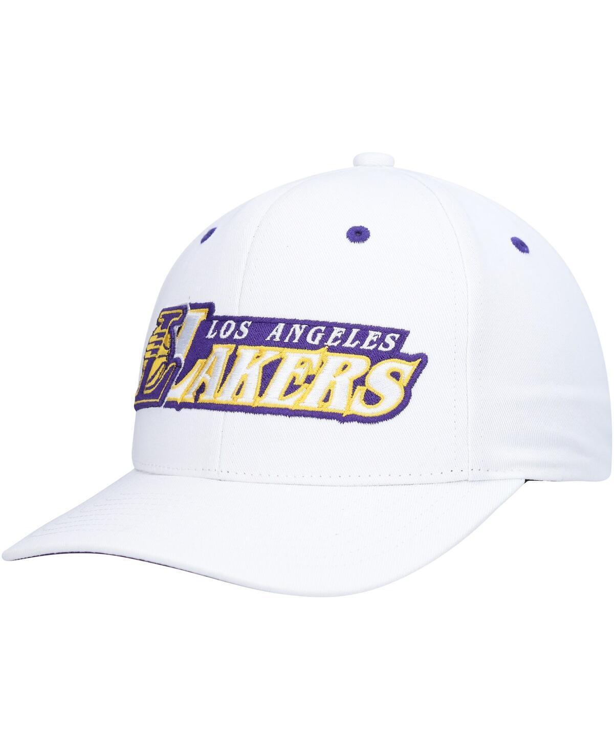 Mens Mitchell & Ness White Los Angeles Lakers Oh Word Pro Snapback Hat Product Image