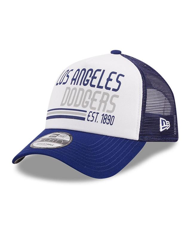 Mens New Era White Los Angeles Dodgers Stacked A-Frame Trucker 9FORTY Adjustable Hat - White Product Image