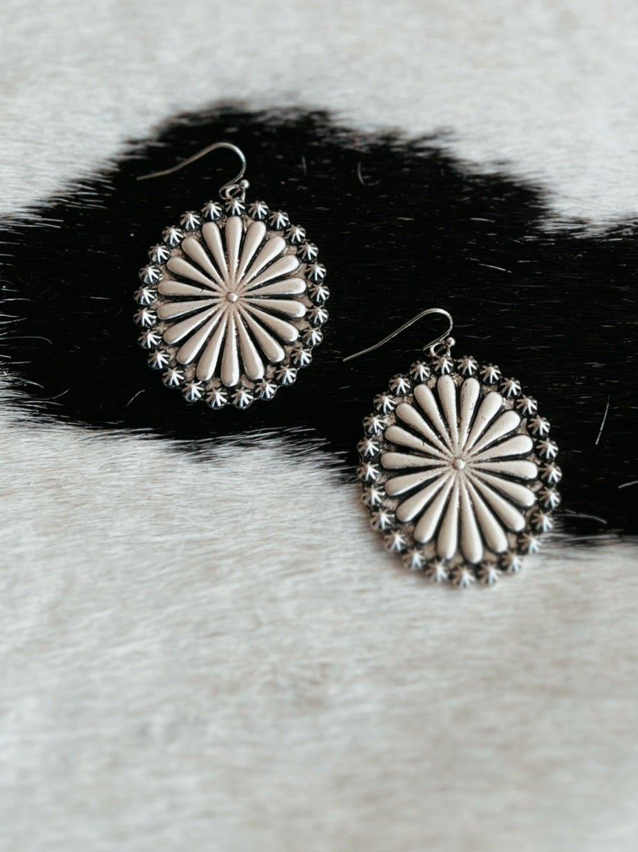 Big Oval Hook & Dangle Concho Earrings Product Image