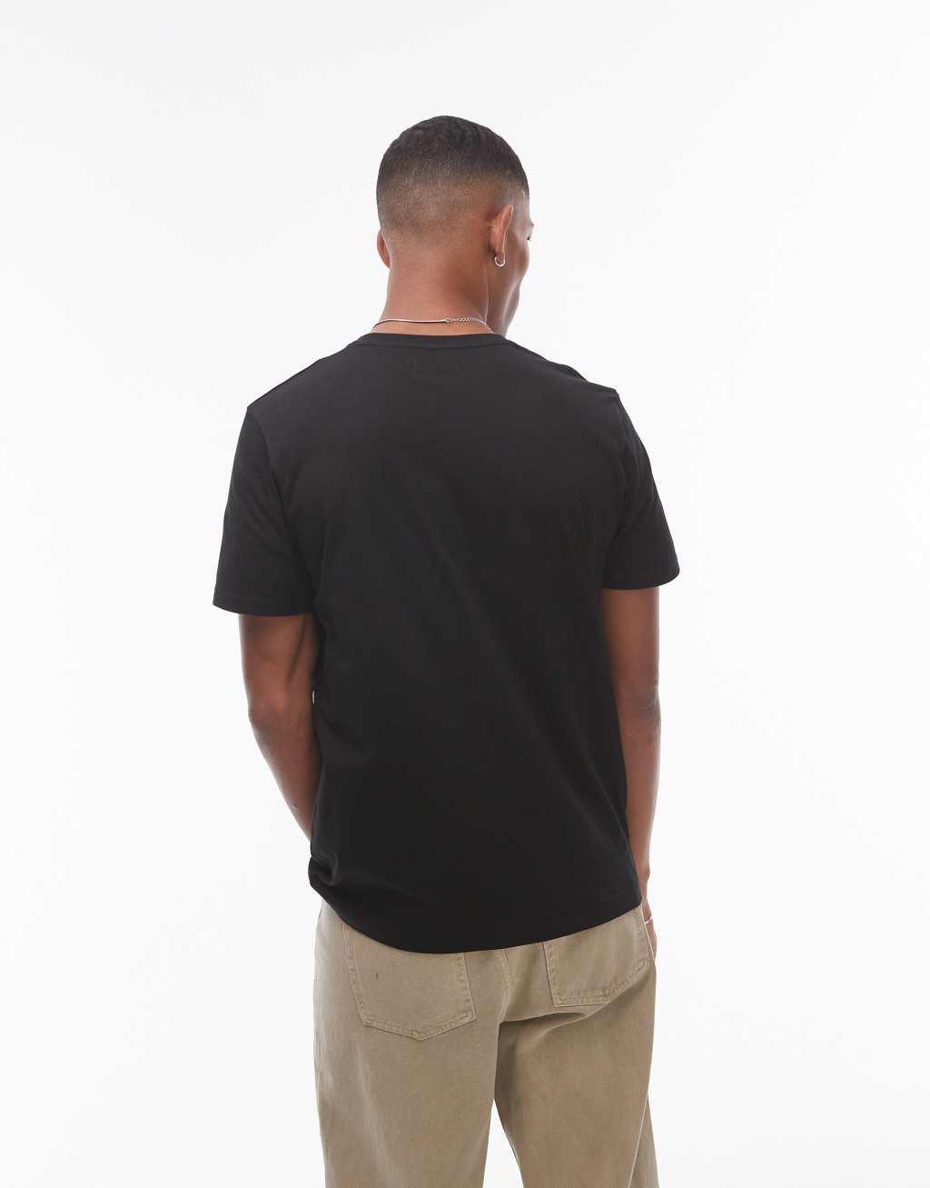 Topman 5-pack regular fit T-shirts in black Product Image