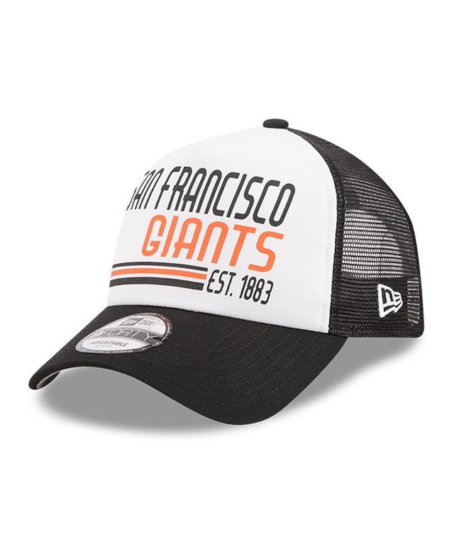 Mens New Era /Black San Francisco Giants Stacked A-Frame Trucker 9FORTY Adjustable Hat Product Image